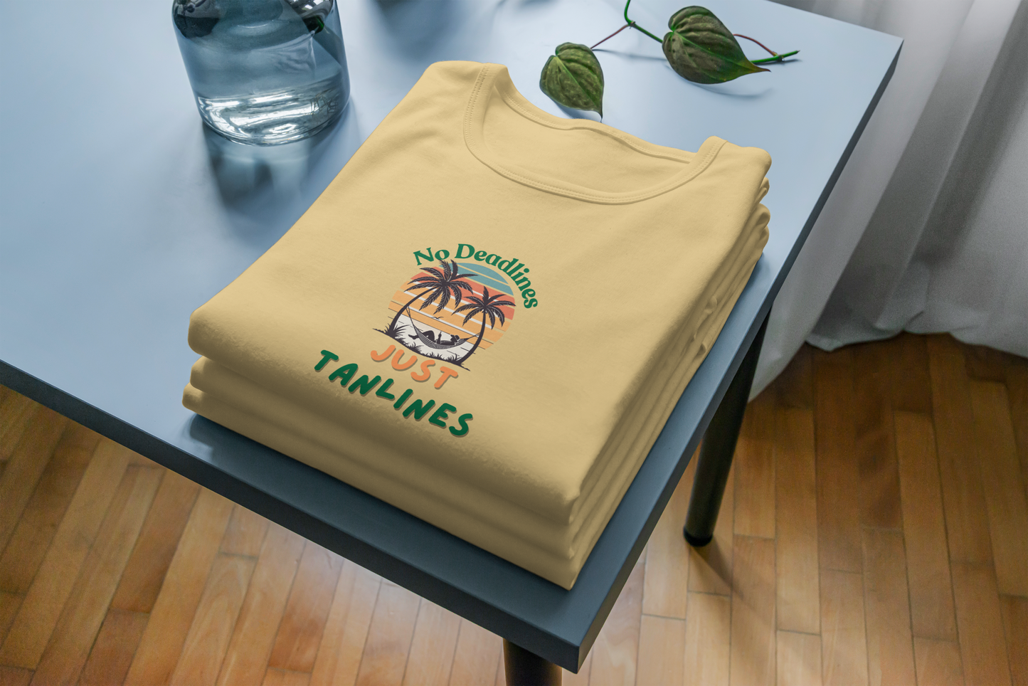 GRAPHIC PRINTED CLASSIC CREW TSHIRT - NO DEADLINES ONLY TAGLINES