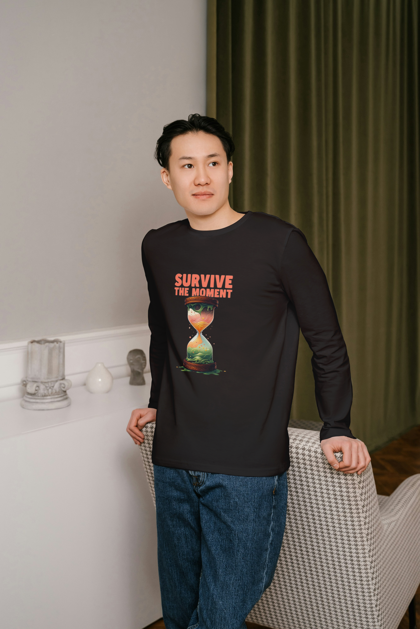 GRAPHIC PRINTED FULL SLEVEES TSHIRT FOR MEN - SURVIVE THE MOMENT