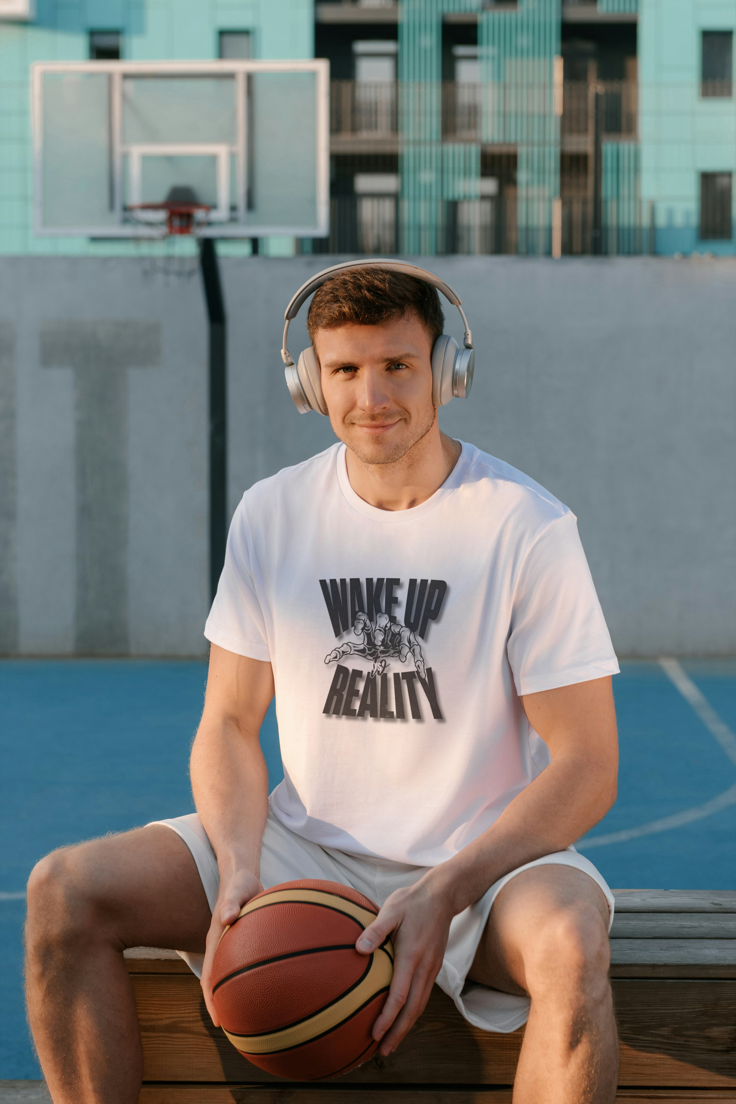 GRAPHIC PRINTED CLASSIC CREW TSHIRT - WAKE UP TO REALITY