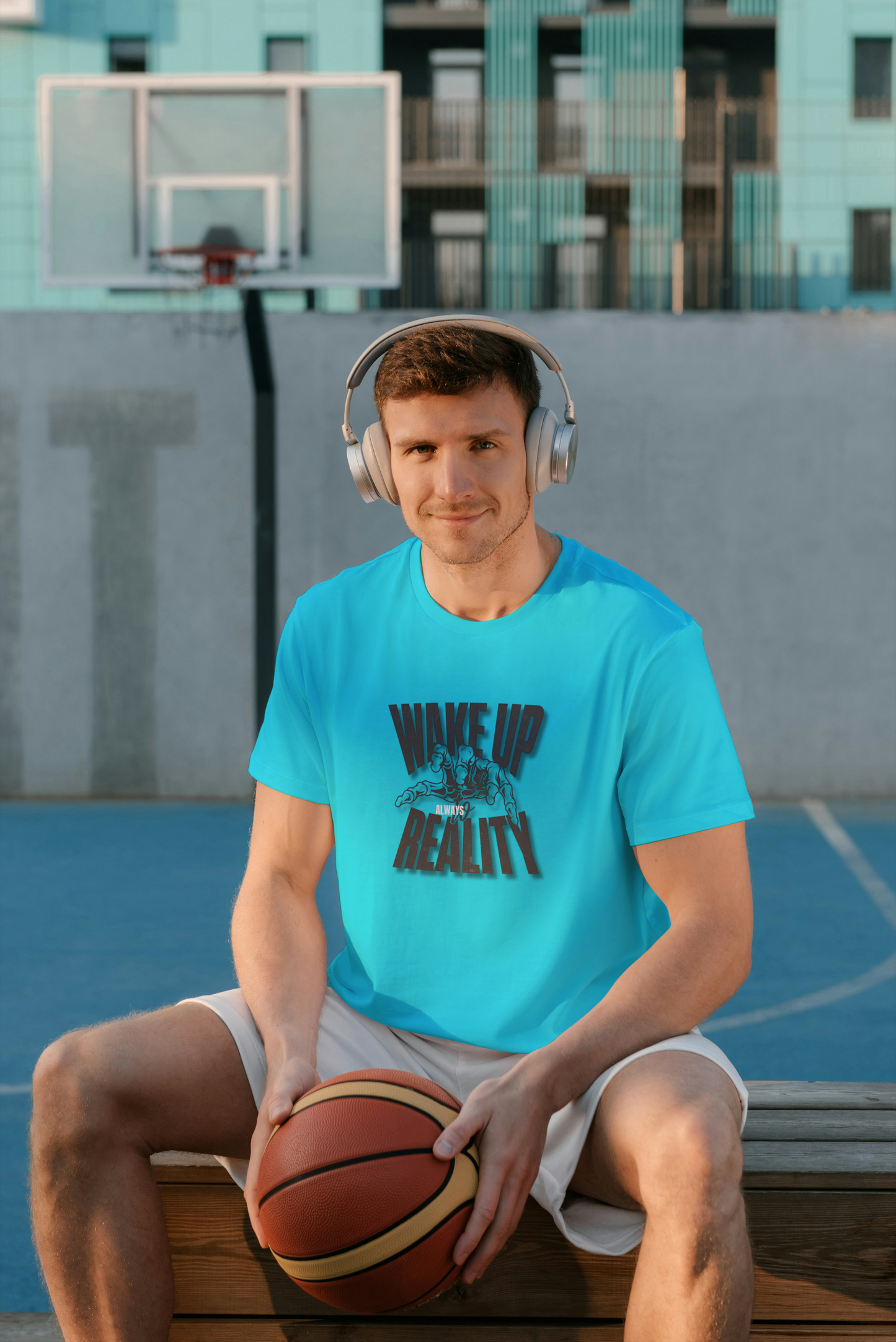 GRAPHIC PRINTED CLASSIC CREW TSHIRT - WAKE UP TO REALITY