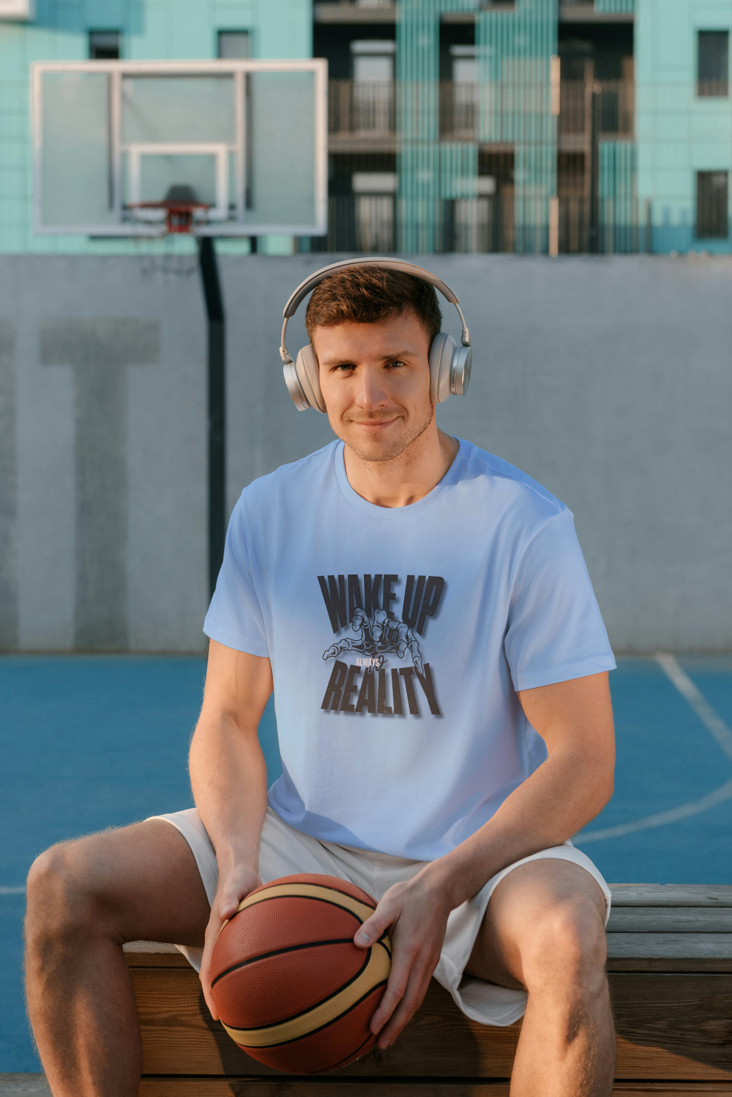 GRAPHIC PRINTED CLASSIC CREW TSHIRT - WAKE UP TO REALITY