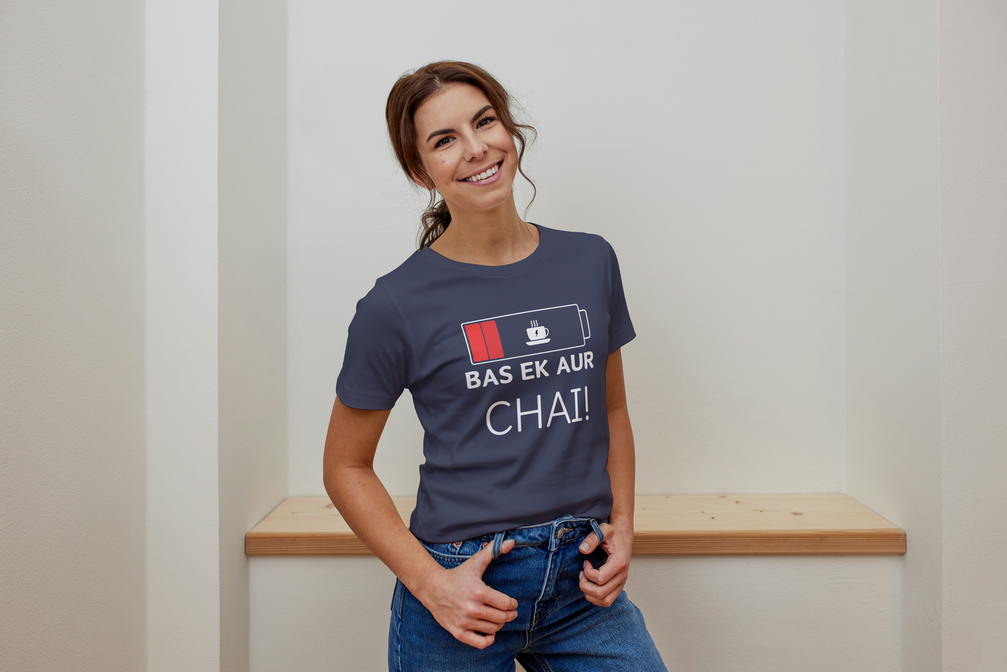 GRAPHIC PRINTED CLASSIC CREW TSHIRT - BAS EK AUR CHAI