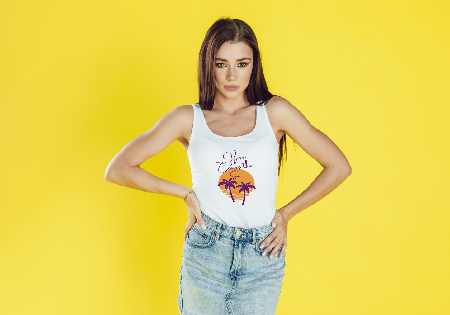 GRAPHIC PRINTED TANK TOP - HERE COMES THE SUN