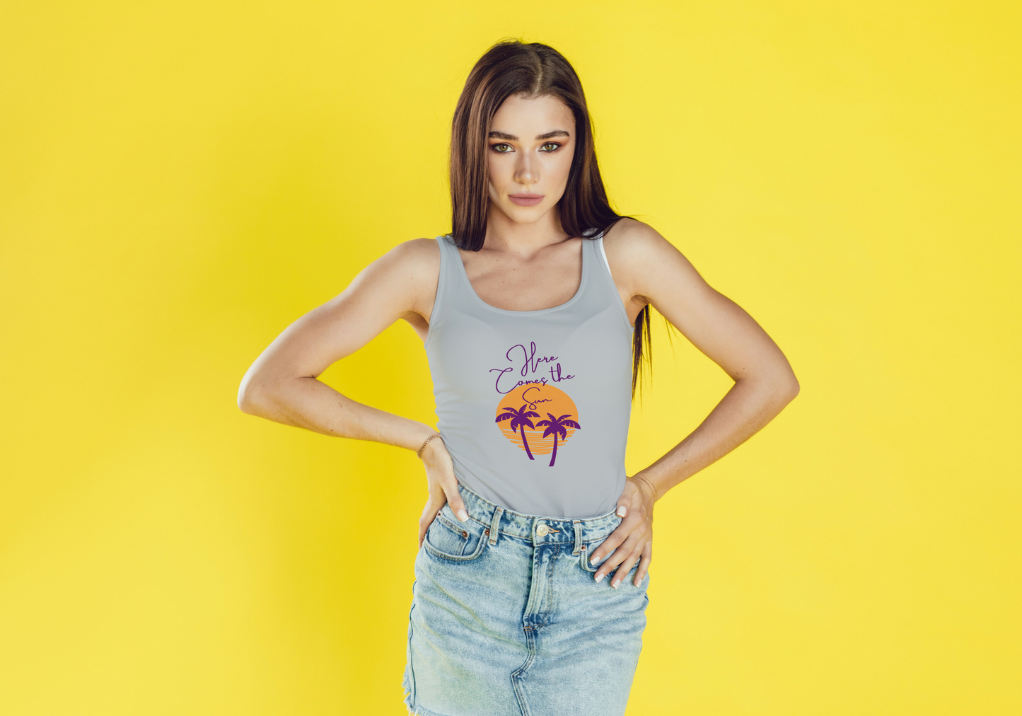 GRAPHIC PRINTED TANK TOP - HERE COMES THE SUN