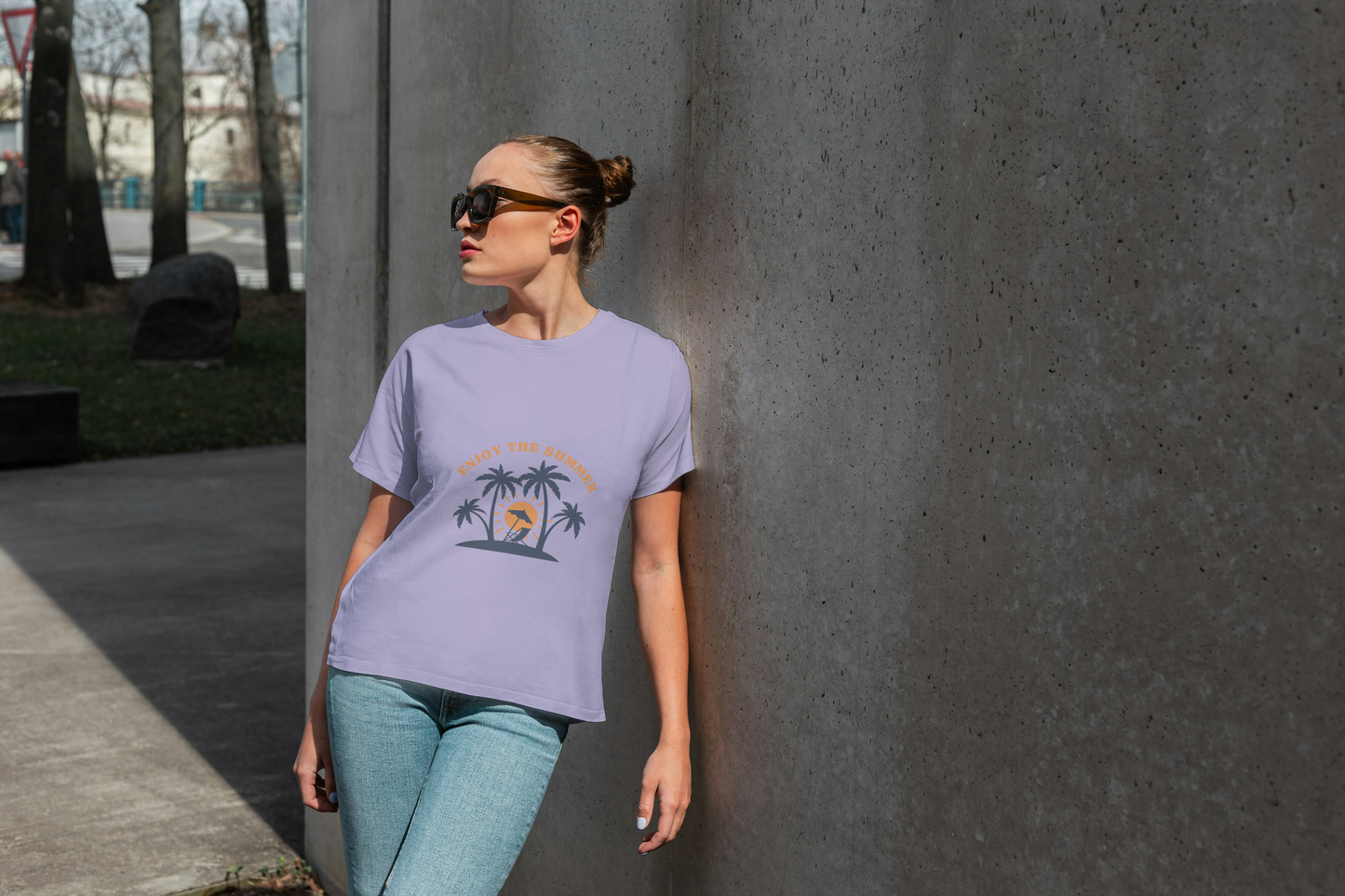 GRAPHIC PRINTED CLASSIC CREW TSHIRT - ENJOY THE SUMMER