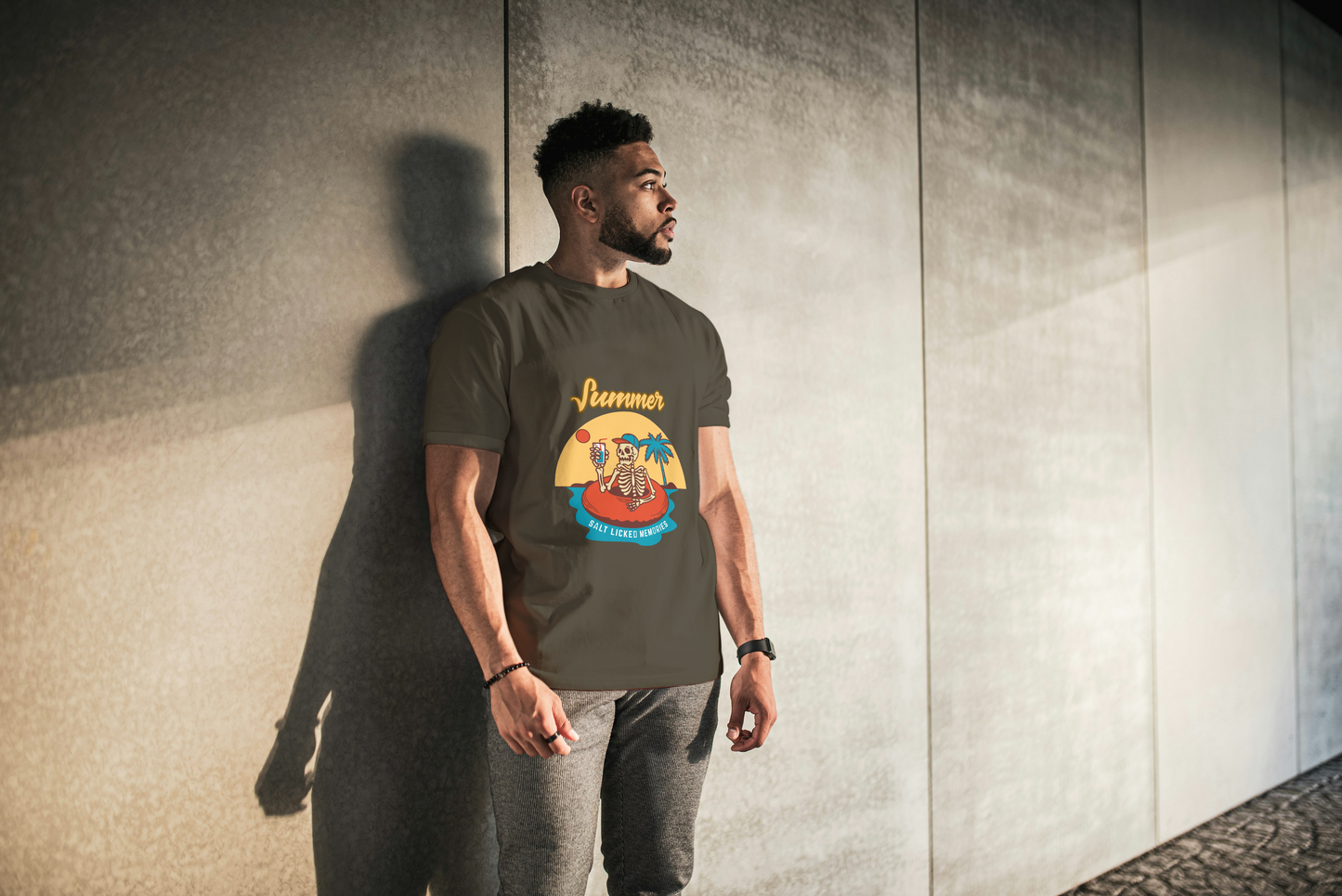 GRAPHIC PRINTED CLASSIC CREW TSHIRT - SUMMER SALT LICKED MEMORIES
