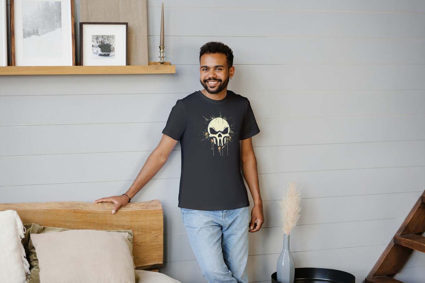 GRAPHIC PRINTED CLASSIC CREW TSHIRT - SKULL DUNDER