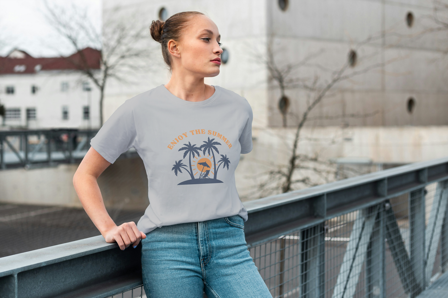 GRAPHIC PRINTED CLASSIC CREW TSHIRT - ENJOY THE SUMMER
