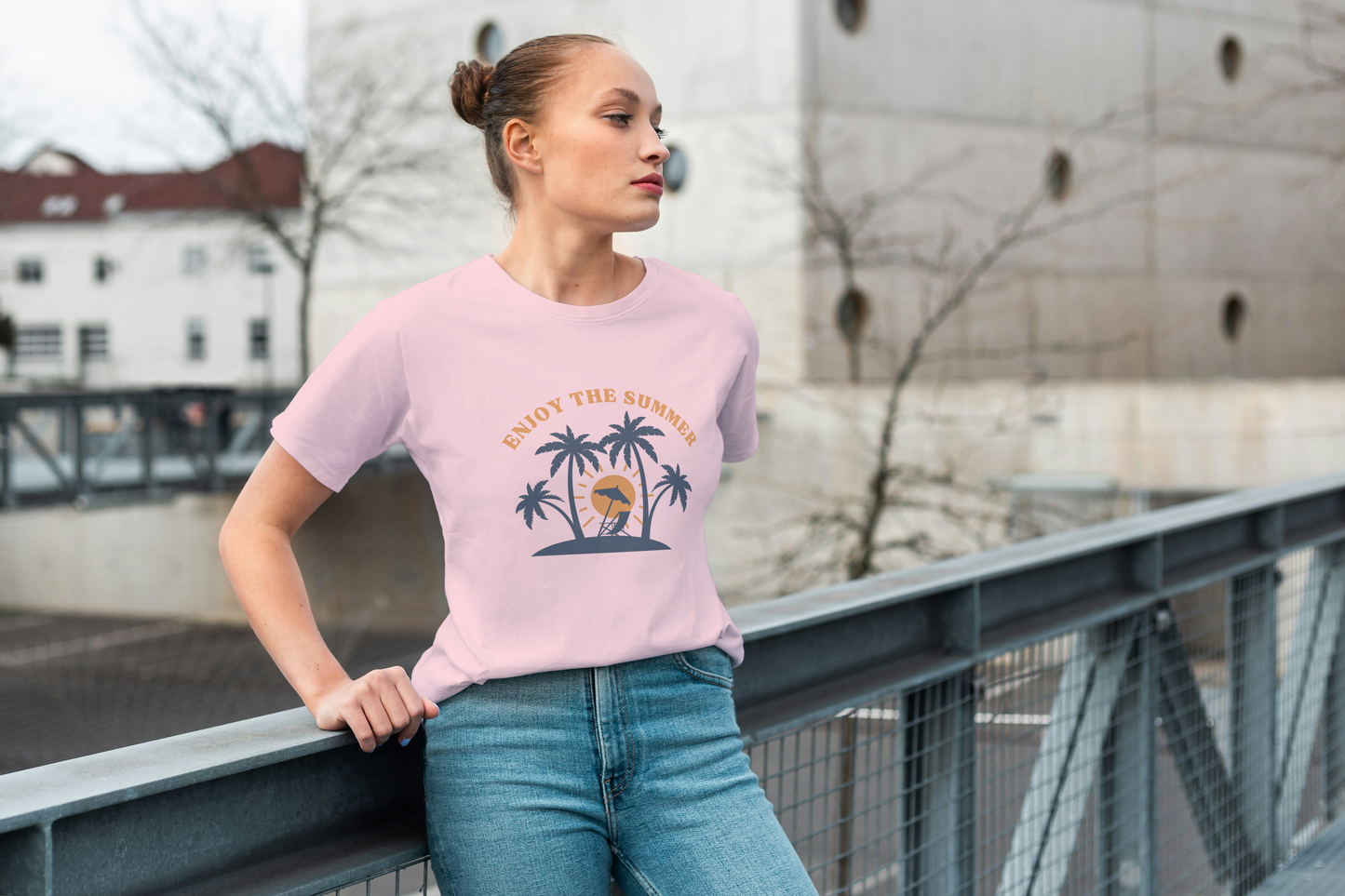 GRAPHIC PRINTED CLASSIC CREW TSHIRT - ENJOY THE SUMMER