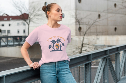 GRAPHIC PRINTED CLASSIC CREW TSHIRT - ENJOY THE SUMMER