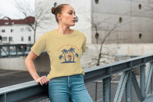 GRAPHIC PRINTED CLASSIC CREW TSHIRT - ENJOY THE SUMMER