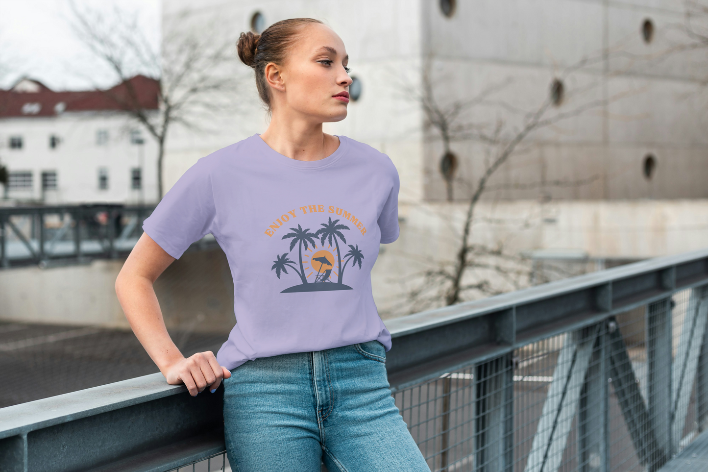 GRAPHIC PRINTED CLASSIC CREW TSHIRT - ENJOY THE SUMMER