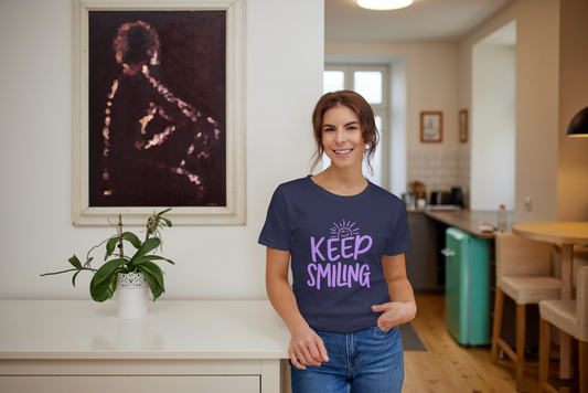 GRAPHIC PRINTED CLASSIC CREW TSHIRT - KEEP SMILING