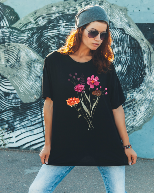GRAPHIC PRINTED CLASSIC CREW TSHIRT - FLOWER BLOSSOM