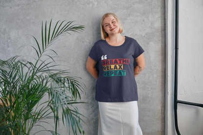 GRAPHIC PRINTED CLASSIC CREW TSHIRT - BREATHE RELAX REPEAT