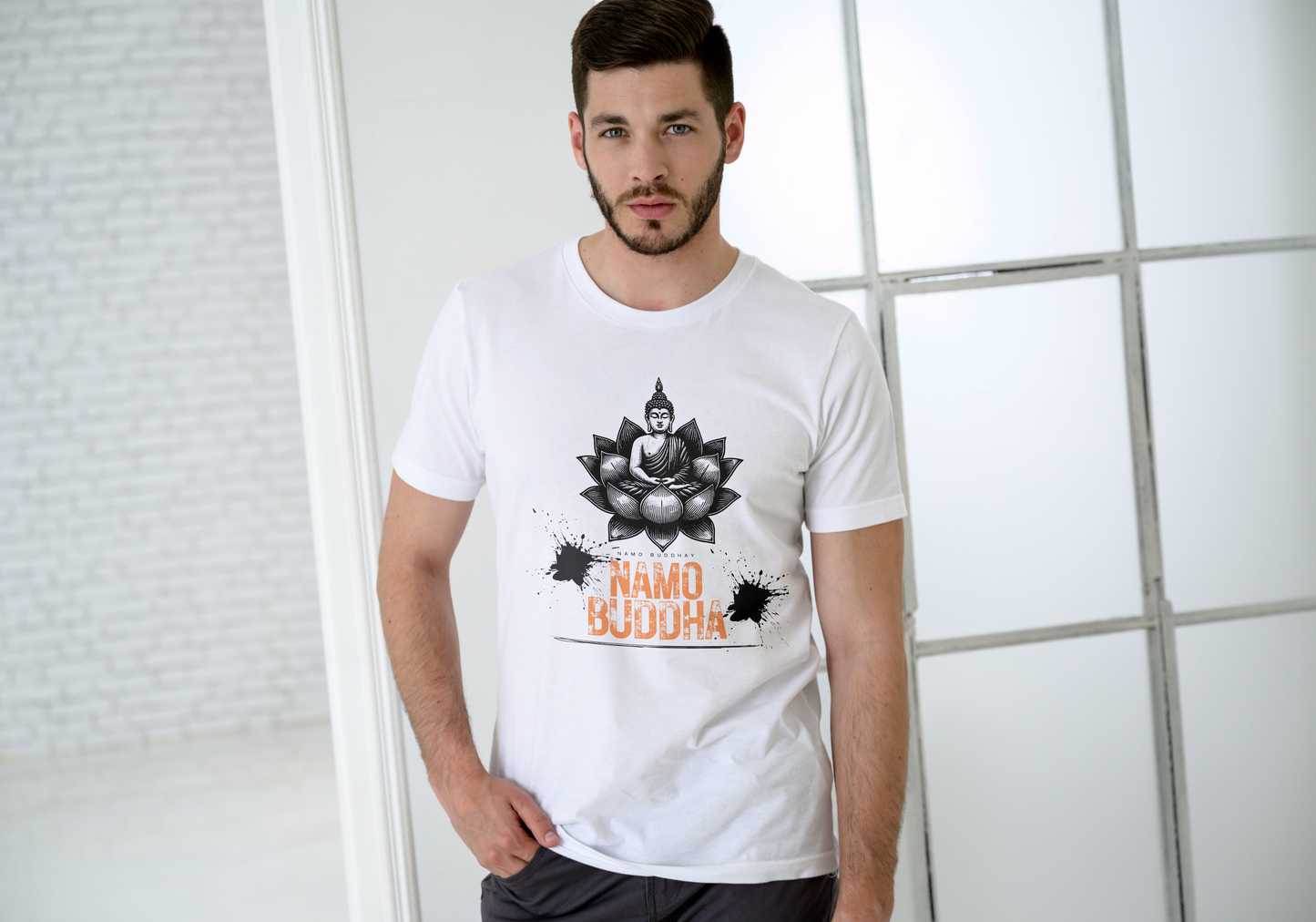 GRAPHIC PRINTED CLASSIC CREW TSHIRT - NAMO BUDDHA