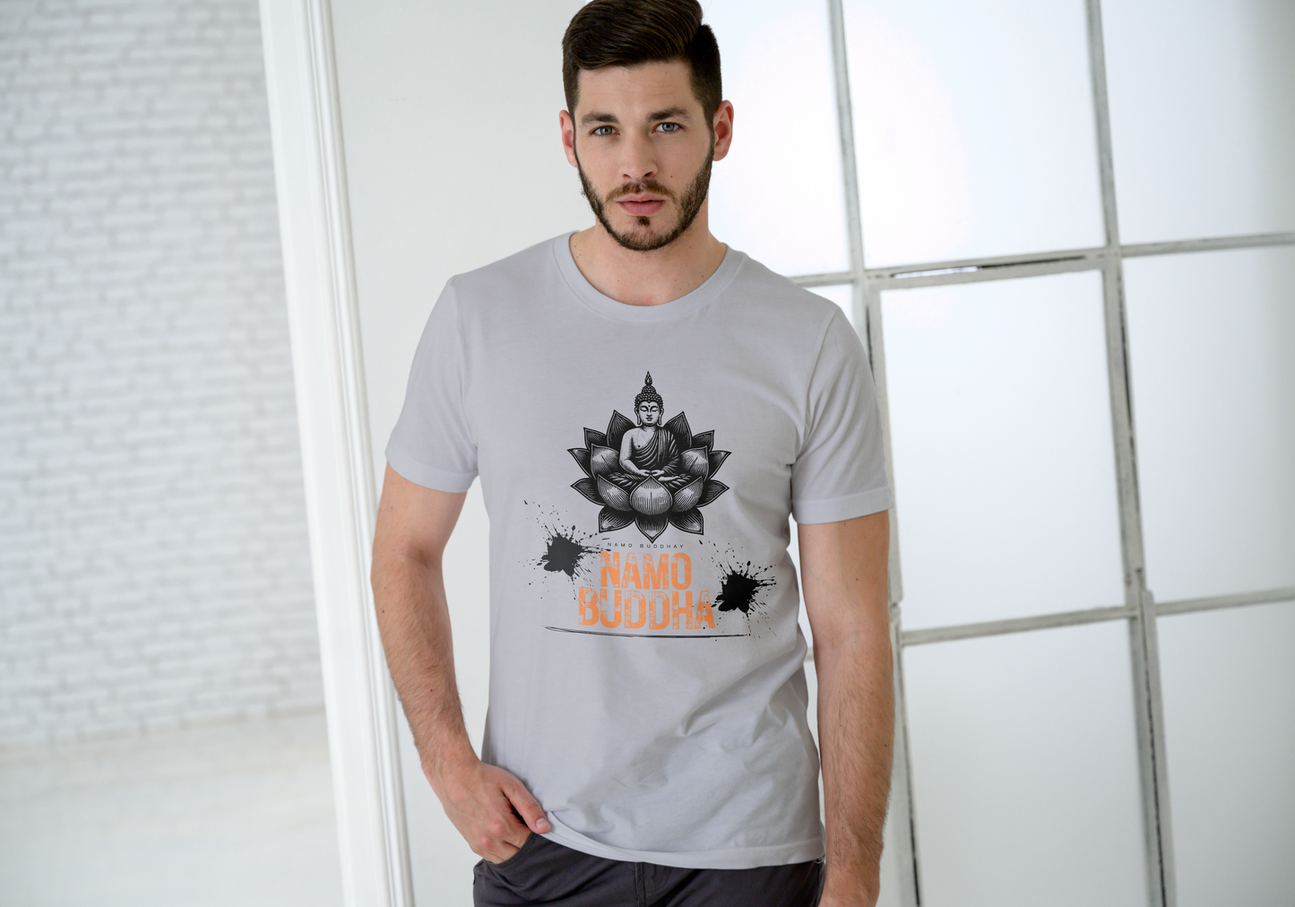 GRAPHIC PRINTED CLASSIC CREW TSHIRT - NAMO BUDDHA