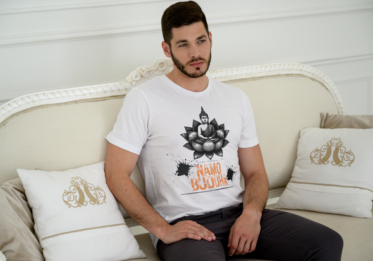 GRAPHIC PRINTED CLASSIC CREW TSHIRT - NAMO BUDDHA