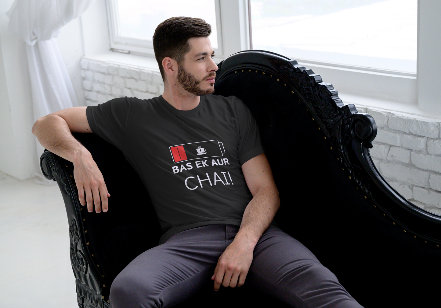 GRAPHIC PRINTED CLASSIC CREW TSHIRT - BAS EK CHAI