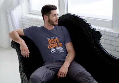 GRAPHIC PRINTED CLASSIC CREW TSHIRT - HAPPY DAYS COME UP STAY STRONG