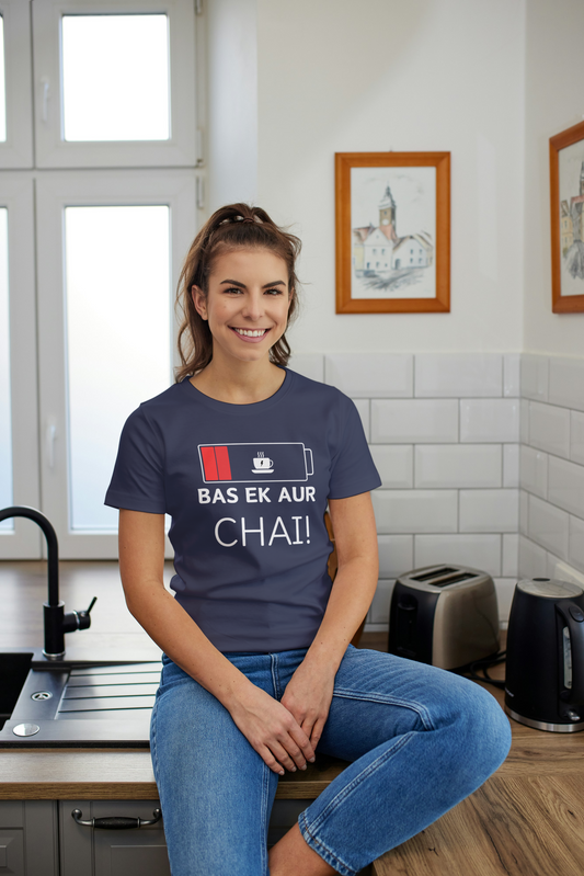 GRAPHIC PRINTED CLASSIC CREW TSHIRT - BAS EK AUR CHAI