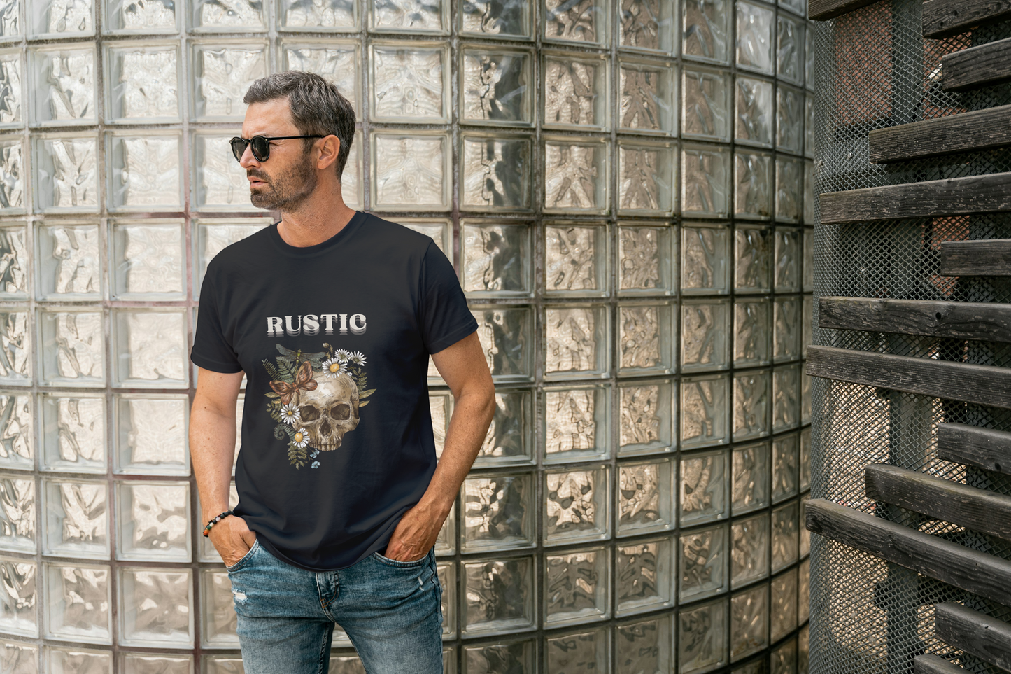 GRAPHIC PRINTED CLASSIC CREW TSHIRT - RUSTIC