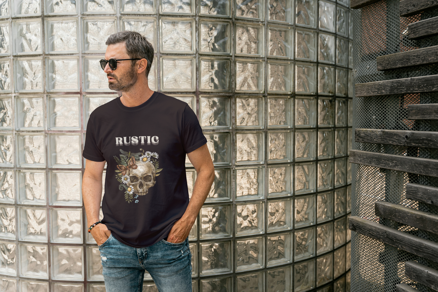 GRAPHIC PRINTED CLASSIC CREW TSHIRT - RUSTIC