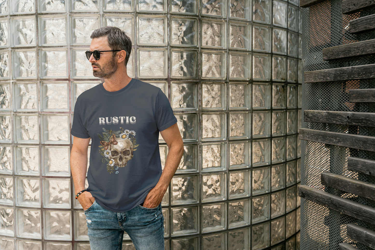 GRAPHIC PRINTED CLASSIC CREW TSHIRT - RUSTIC