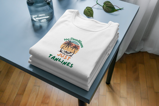 GRAPHIC PRINTED CLASSIC CREW TSHIRT - NO DEADLINES ONLY TAGLINES