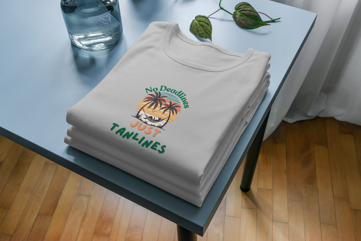 GRAPHIC PRINTED CLASSIC CREW TSHIRT - NO DEADLINES ONLY TAGLINES
