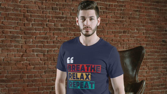 GRAPHIC PRINTED CLASSIC CREW TSHIRT - BREATHE RELAX REPEAT