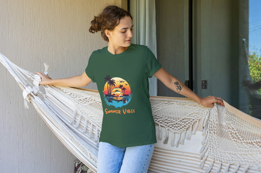 GRAPHIC PRINTED CLASSIC CREW TSHIRT - SUMMER VIBES