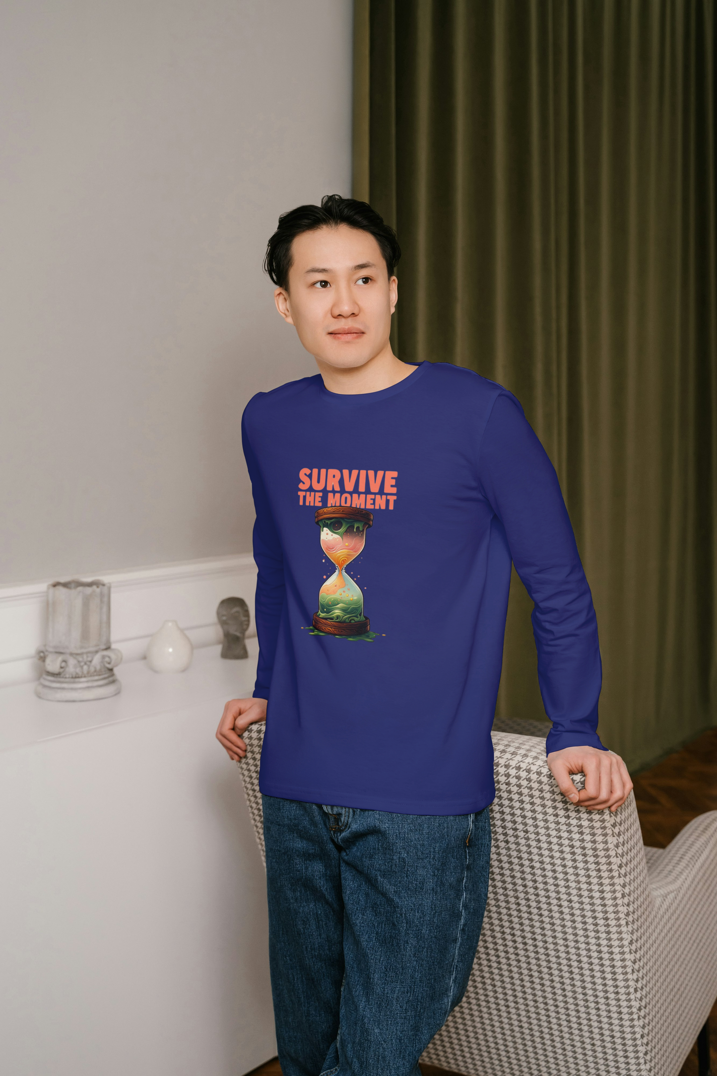 GRAPHIC PRINTED FULL SLEVEES TSHIRT FOR MEN  - SURVIVE THE MOMENT