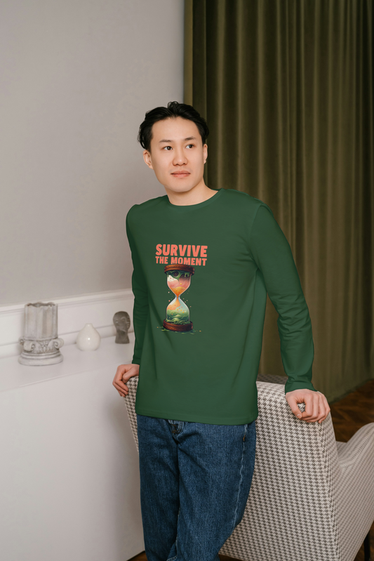 GRAPHIC PRINTED FULL SLEVEES TSHIRT FOR MEN  - SURVIVE THE MOMENT