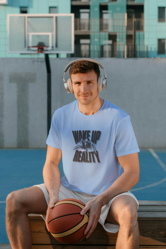 GRAPHIC PRINTED CLASSIC CREW TSHIRT - WAKE UP TO REALITY
