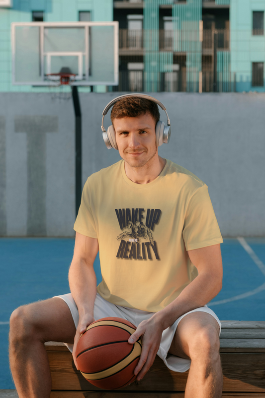GRAPHIC PRINTED CLASSIC CREW TSHIRT - WAKE UP TO REALITY