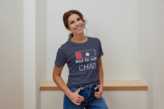 GRAPHIC PRINTED CLASSIC CREW TSHIRT - BAS EK AUR CHAI
