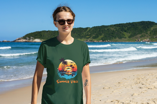 GRAPHIC PRINTED CLASSIC CREW TSHIRT - SUMMER VIBES