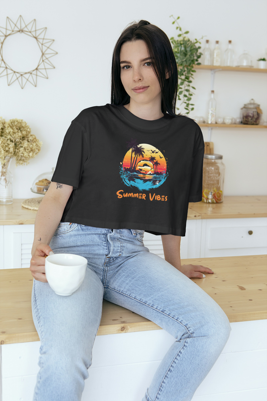 GRAPHIC PRINTED CROP TOP - SUMMER VIBES