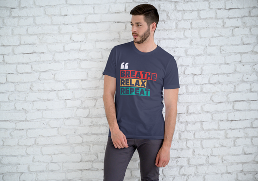 GRAPHIC PRINTED CLASSIC CREW TSHIRT - BREATHE RELAX REPEAT