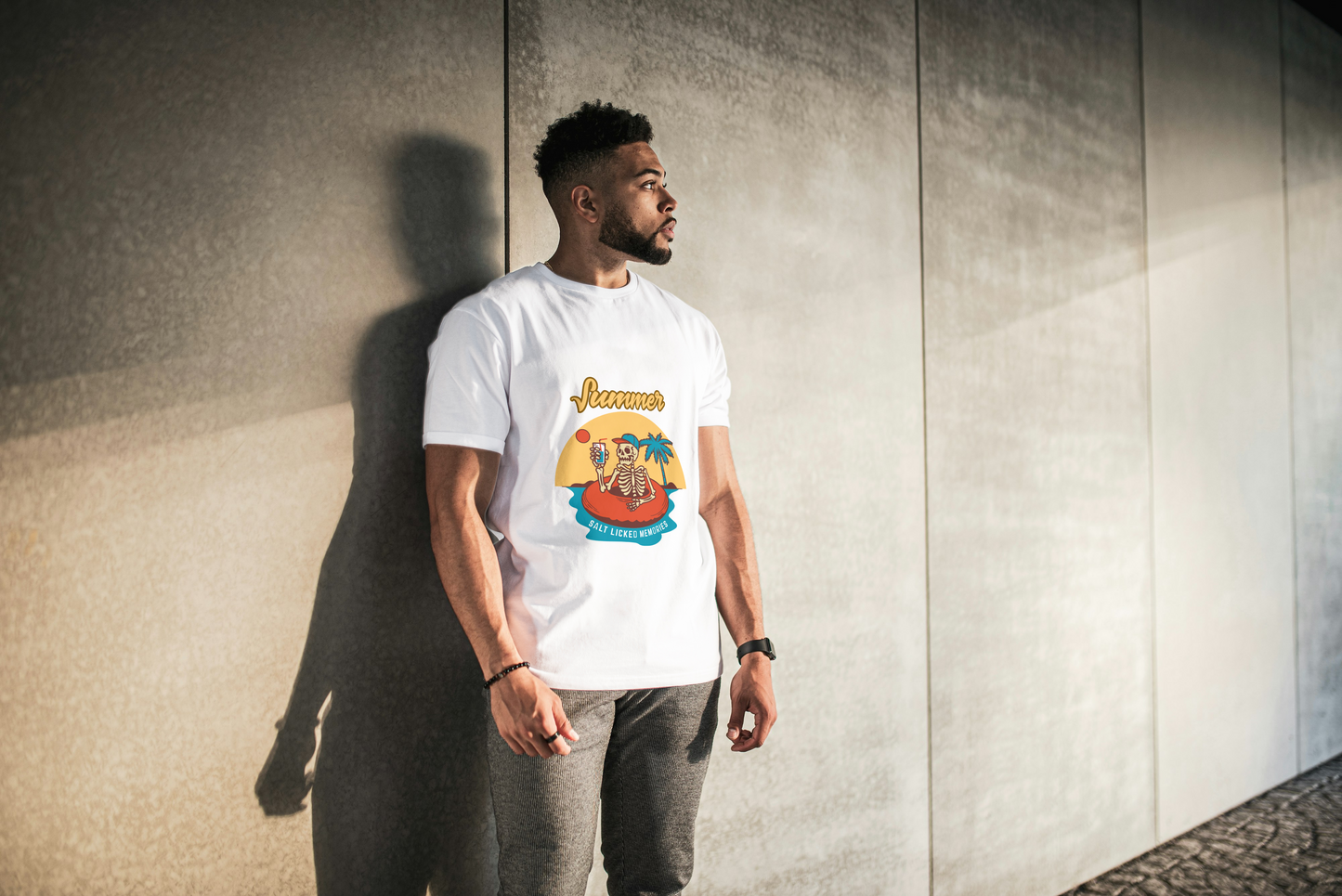 GRAPHIC PRINTED CLASSIC CREW TSHIRT - SUMMER SALT LICKED MEMORIES