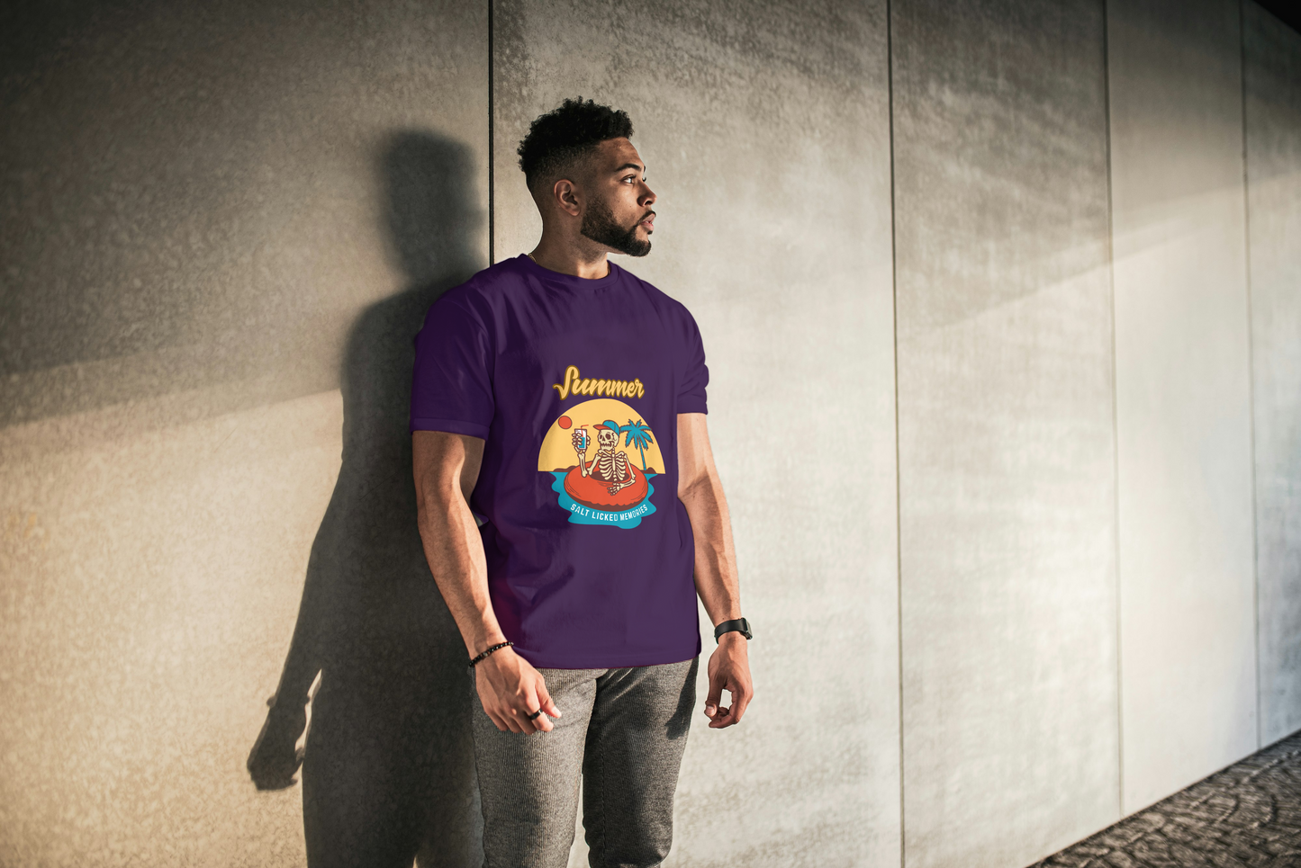GRAPHIC PRINTED CLASSIC CREW TSHIRT - SUMMER SALT LICKED MEMORIES