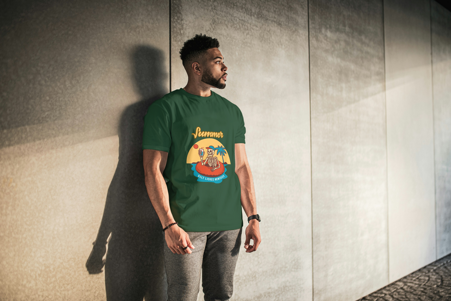 GRAPHIC PRINTED CLASSIC CREW TSHIRT - SUMMER SALT LICKED MEMORIES