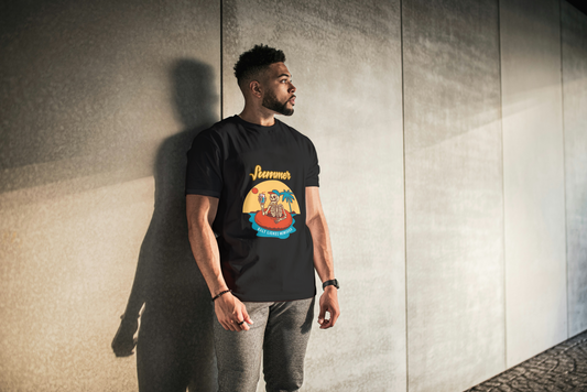 GRAPHIC PRINTED CLASSIC CREW TSHIRT - SUMMER SALT LICKED MEMORIES